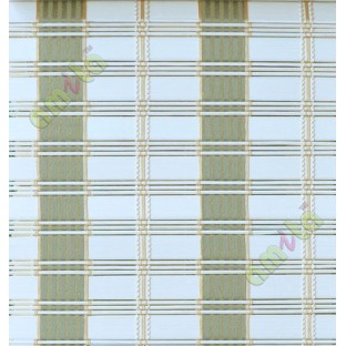 Rollup  mechanism white green colour stripes pure natural bamboo blind